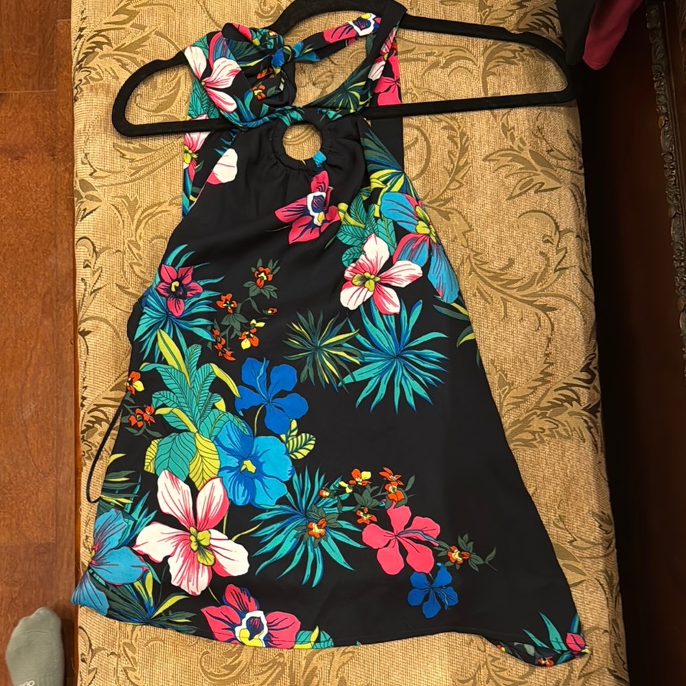 Cache Black Floral Halter Top